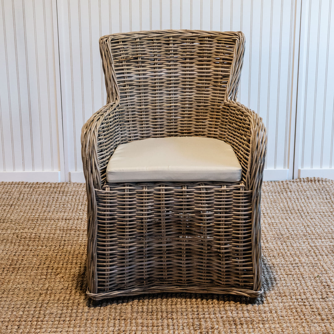 Wicker chair with arms sale