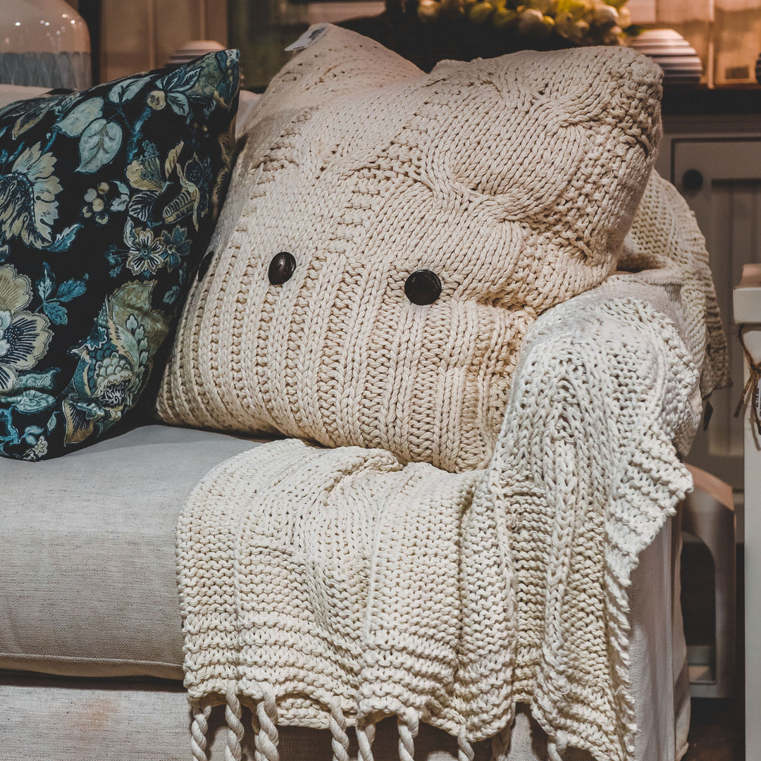 Pillow Chunky Cable Knit Natural